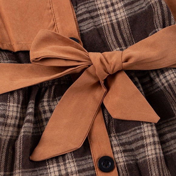 Girl Boutique Brown Plaid Tie Dress - Picture 2 of 2